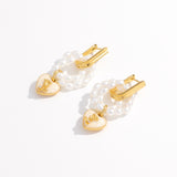 Paris Gold Heart Shape Pendant Pearl Earrings