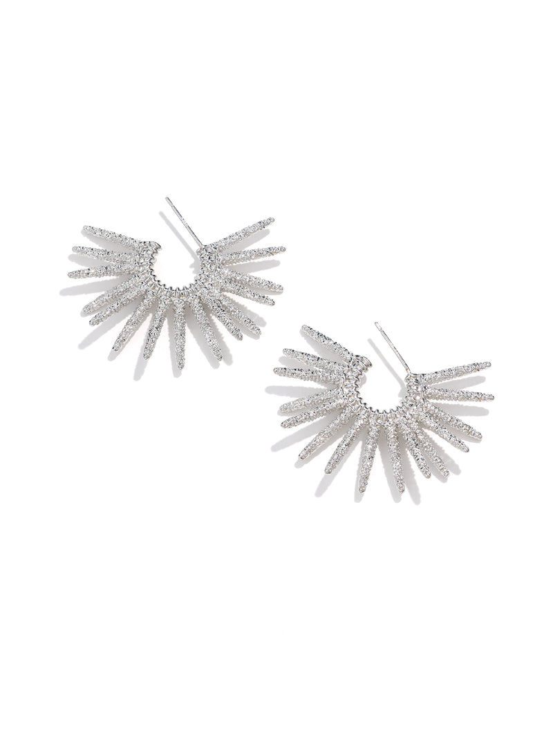 Fashion Boastful Silver Dazzling Feather Shape Earrings