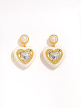 Fashion Rhinestone Heart Drop Earrings