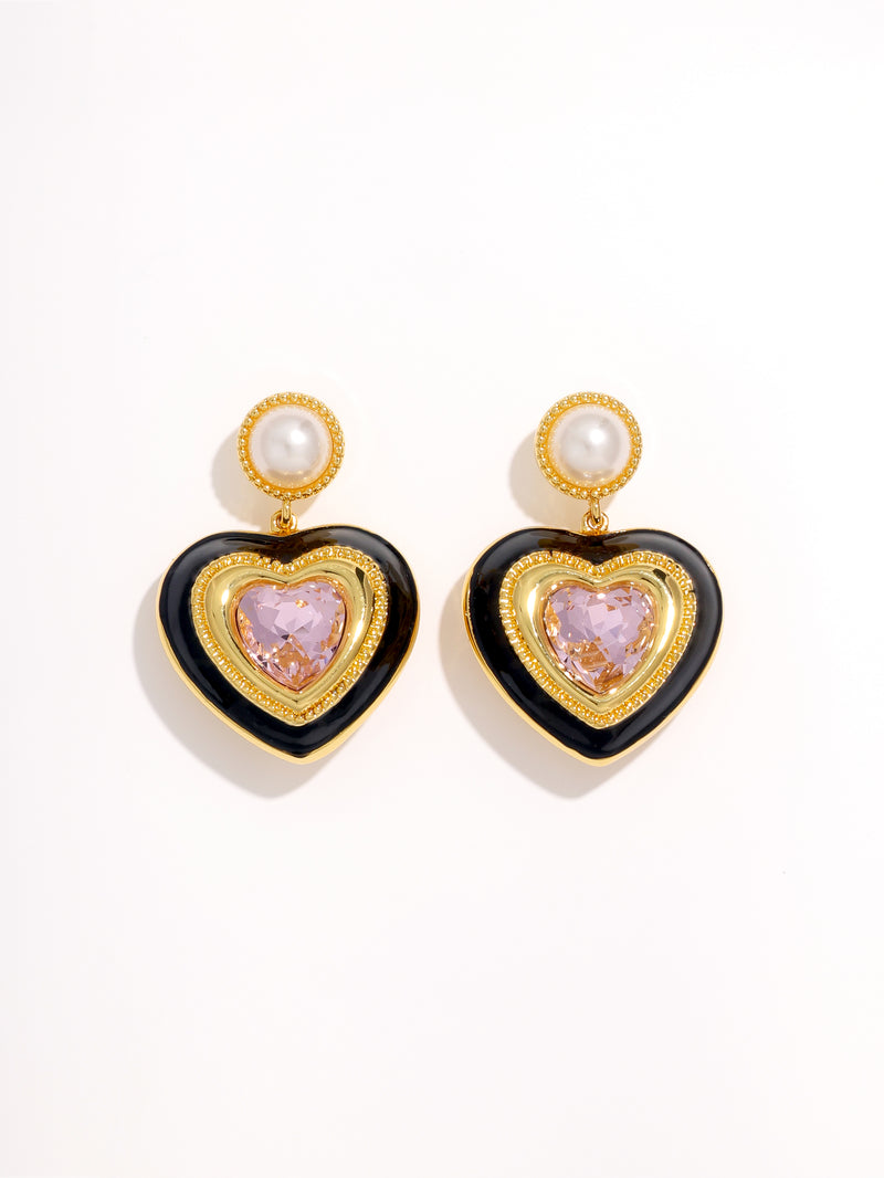 Fashion Rhinestone Heart Drop Earrings