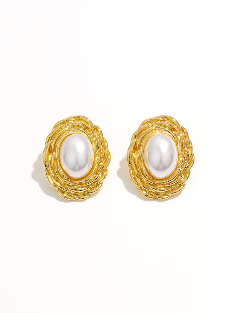 Fashion Decoration Exquisite Pearl Oval Earrings