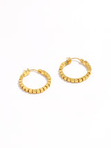 Unique Small Square Bead Hoop Stylish Gold Earrings