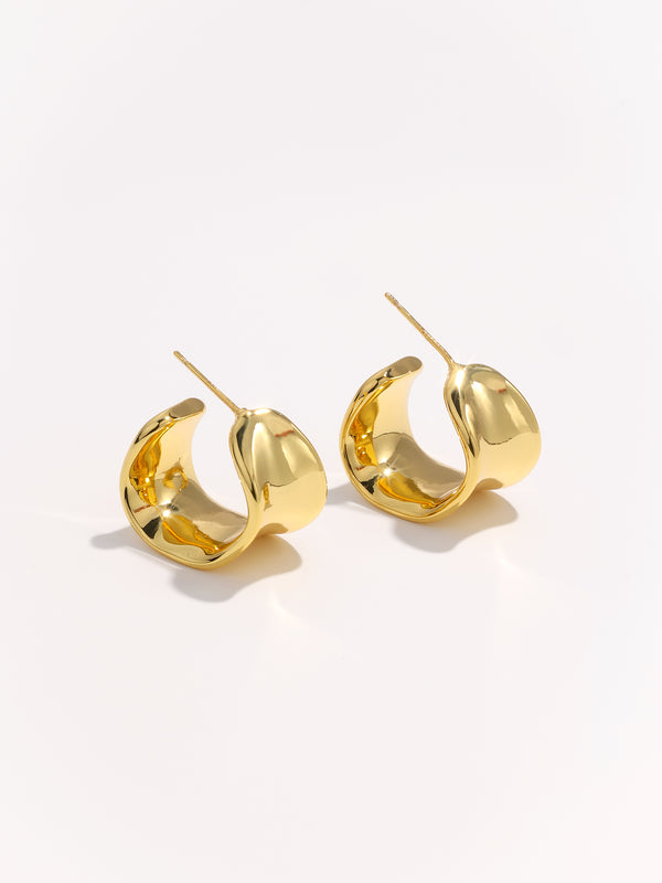 Fashion Minimalist Gold Wide Brimmed C-Shape Earrings