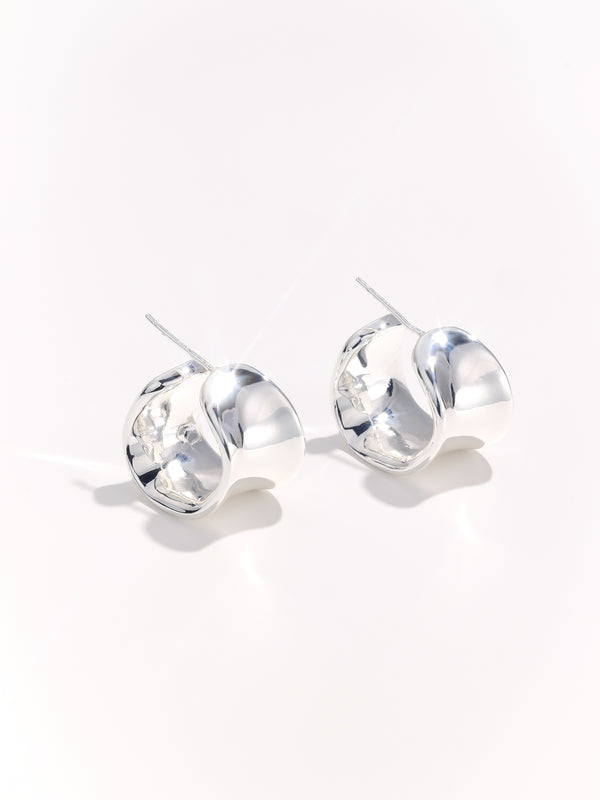 Fashion Minimalist Silver Wide Brimmed C-Shape Earrings