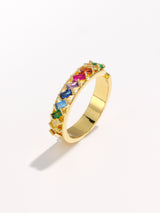 Luxury Paved Colorful Cubic Zircon Gold Ring