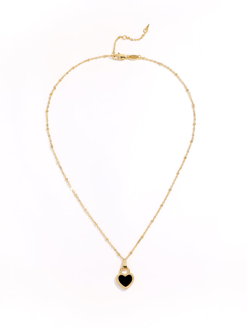 Mysterious Fashion Black Heart Gold Long Necklace