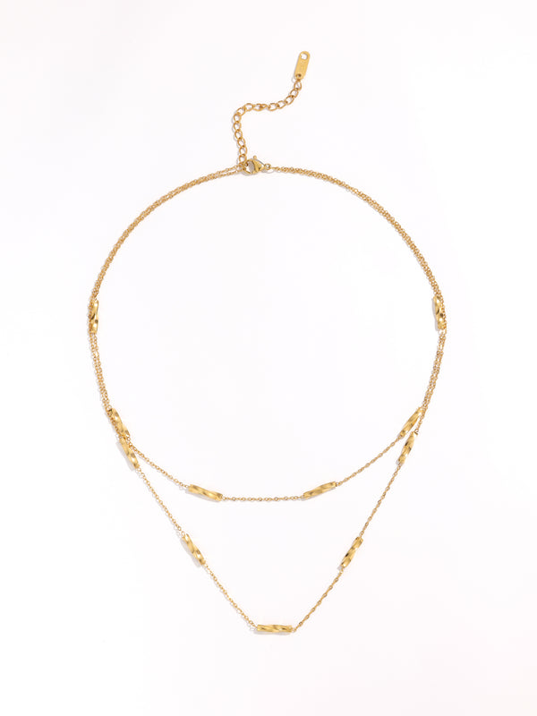 Antique Art Nouveau Pendant Wrapped Gold Double Chain Necklace