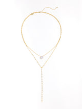 Luxury Clear Bead Diamond Pendant Gold Double Chain Necklace