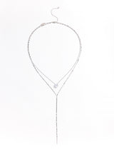 Luxury Bead Diamond Pendant Silver Double Chain Necklace