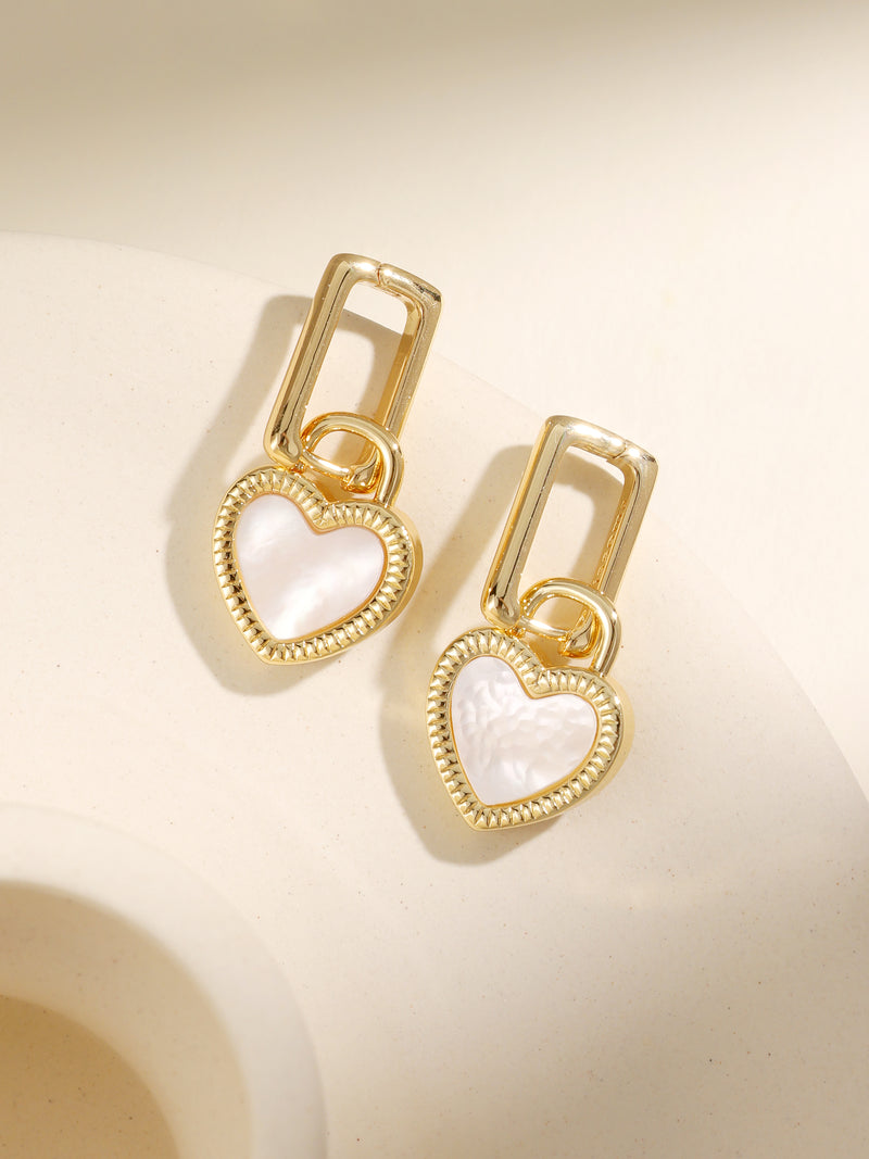 Double Side Black White Heart Shape Dangling Earrings