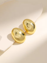 Large Oval Detailed Premium Gold Earrings