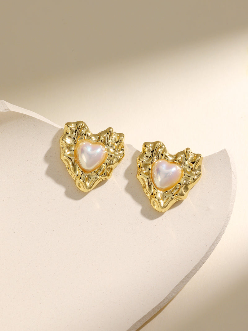 Fashion Irregular Heart Shape Pearl Earrings