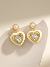 Fashion Rhinestone Heart Drop Earrings