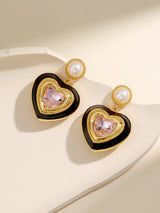 Fashion Rhinestone Heart Drop Earrings