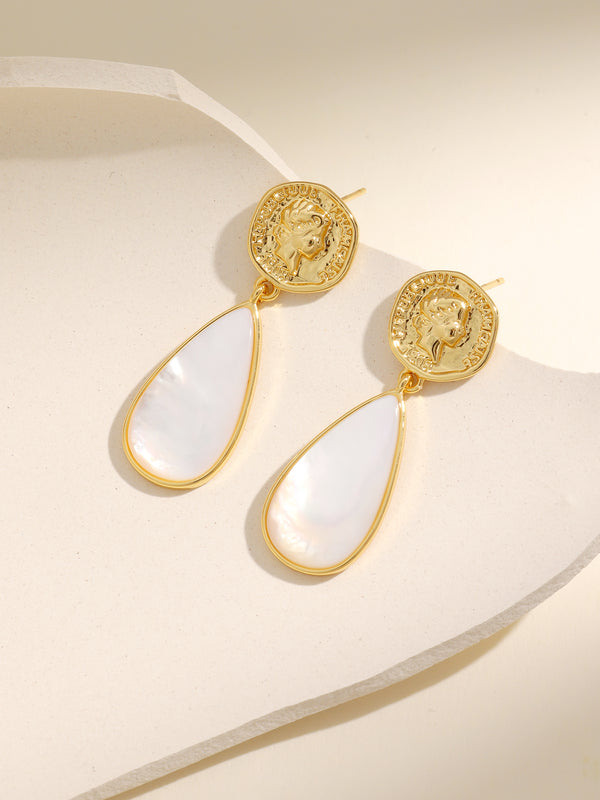 Fashion Island Gold Coin Teardrop Earrings