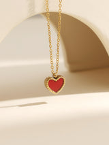 Elegant Fashion Red Heart Gold Long Necklace