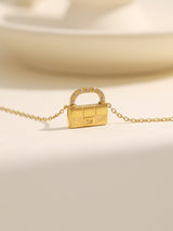 Handbag Broken Diamond Decor Long Gold Necklace