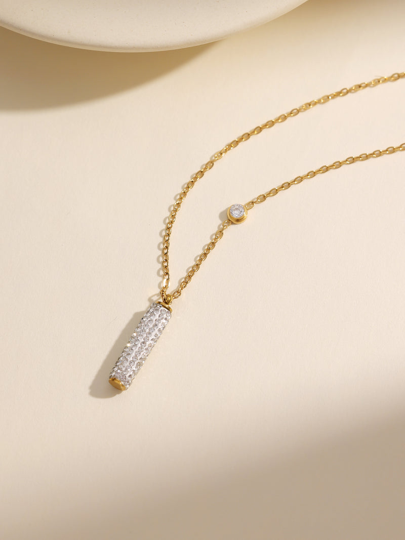 Fashion Gorgeous Alloy Pave Diamond Bar Necklace