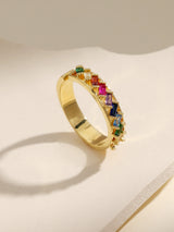 Luxury Paved Colorful Cubic Zircon Gold Ring