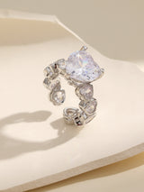 Brilliant Diamond Heart Decor Irregular Chain Ring