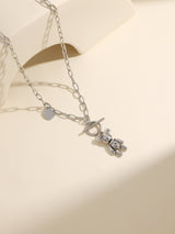 Classic Silver Bear Pendant Long Necklace