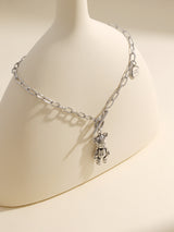 Classic Silver Bear Pendant Long Necklace