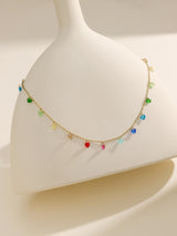Bohemian Colorful Small Crystal Heart Dangling Necklace