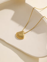 Mermaids Gold Shell Pendant Necklace