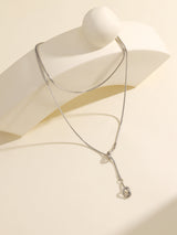 Titanium Steel Irregular Shape Pendant Double Chain Necklace