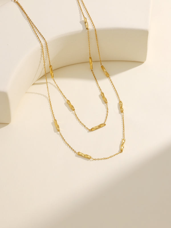 Antique Art Nouveau Pendant Wrapped Gold Double Chain Necklace