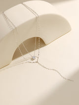 Luxury Bead Diamond Pendant Silver Double Chain Necklace