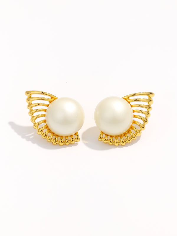 Luxury Gold Vintage Palace Pearl Clip Earrings