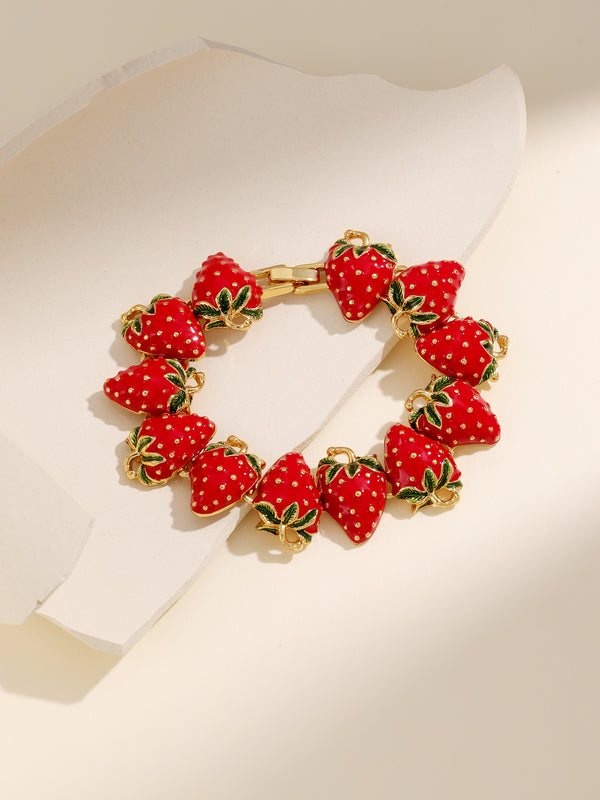 Sweet Strawberry Gold Bracelet