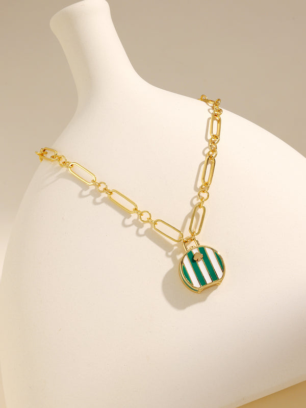Elegant Green Handbag Pendant Gold Necklace