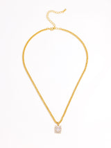 Baroque Square Diamond Pendant Gold Long Necklace