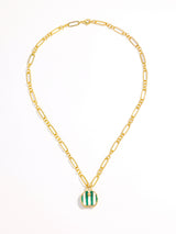 Elegant Green Handbag Pendant Gold Necklace