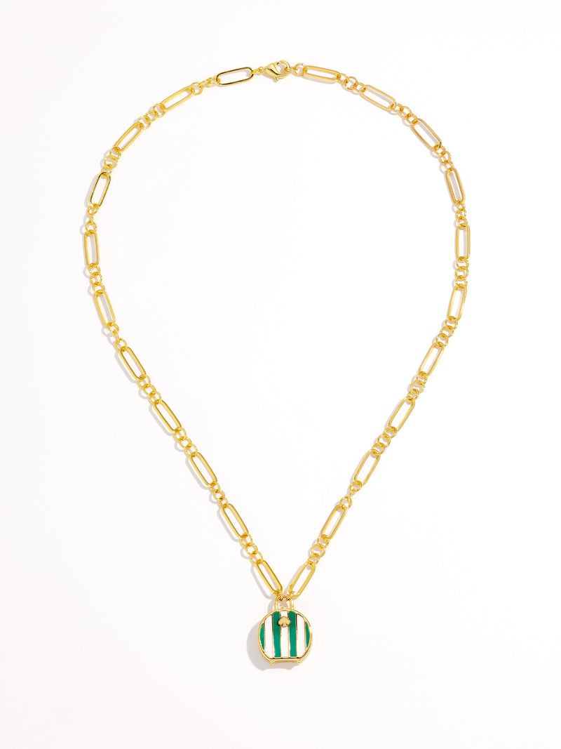 Elegant Green Handbag Pendant Gold Necklace