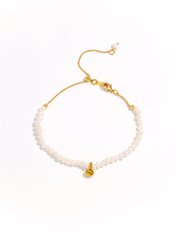 Classic Pearl Gold Pendant Long Bracelet