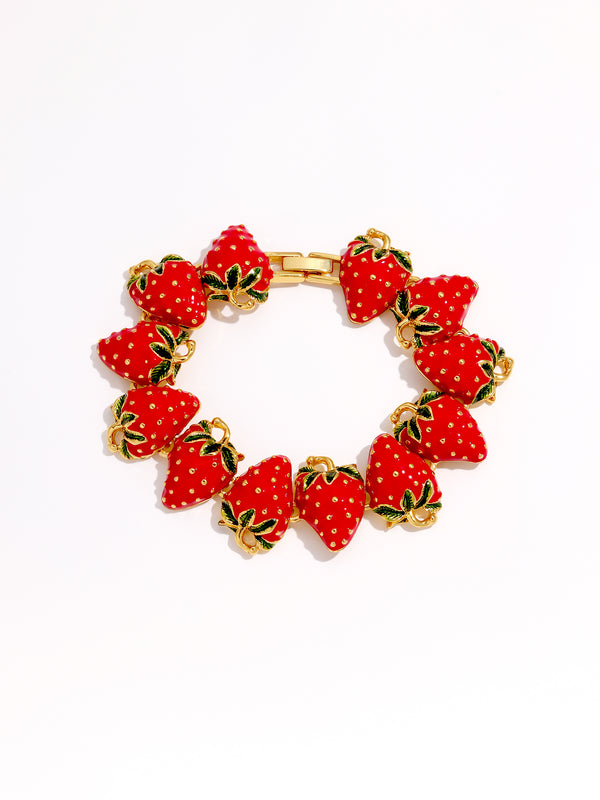 Sweet Strawberry Gold Bracelet
