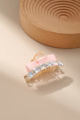 Luxury Diamond Decor Pink Ribbon Claw Clips Hair Accessories