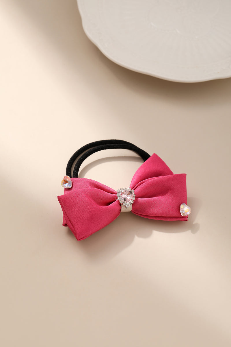 Sweet Diamond Decor Pink Bow Hair Accessories