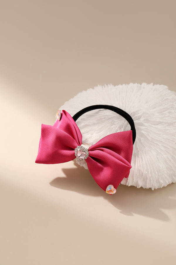 Sweet Diamond Decor Pink Bow Hair Accessories
