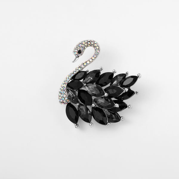 Luxury Crystal Black Swan Shape Brooch