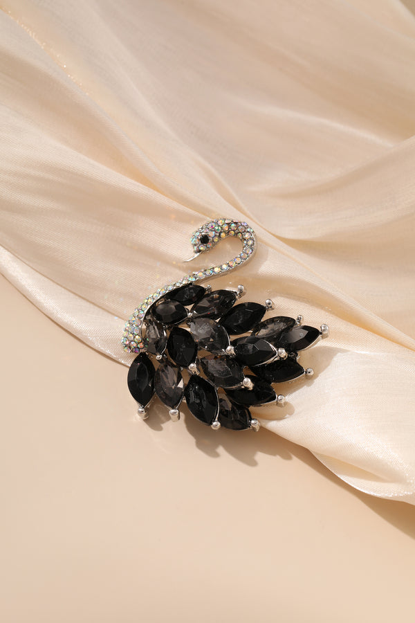 Luxury Crystal Black Swan Shape Brooch
