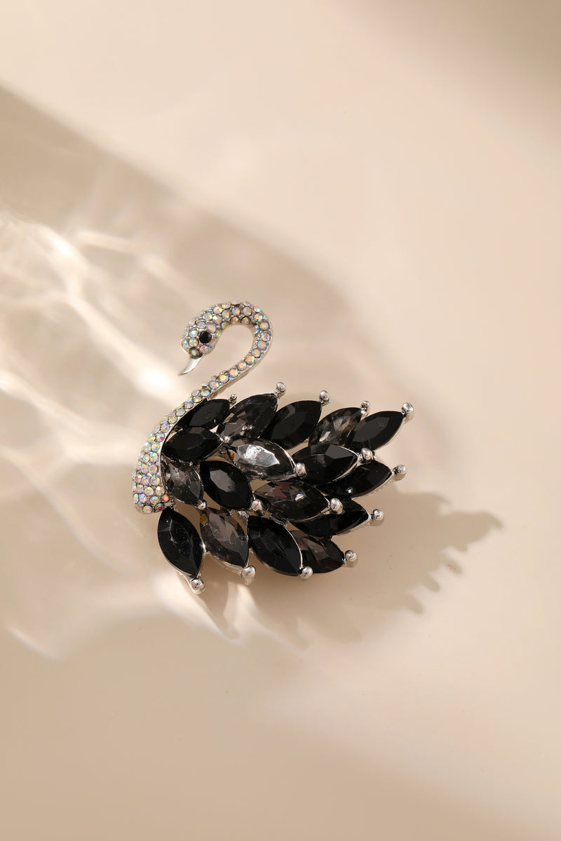 Luxury Crystal Black Swan Shape Brooch